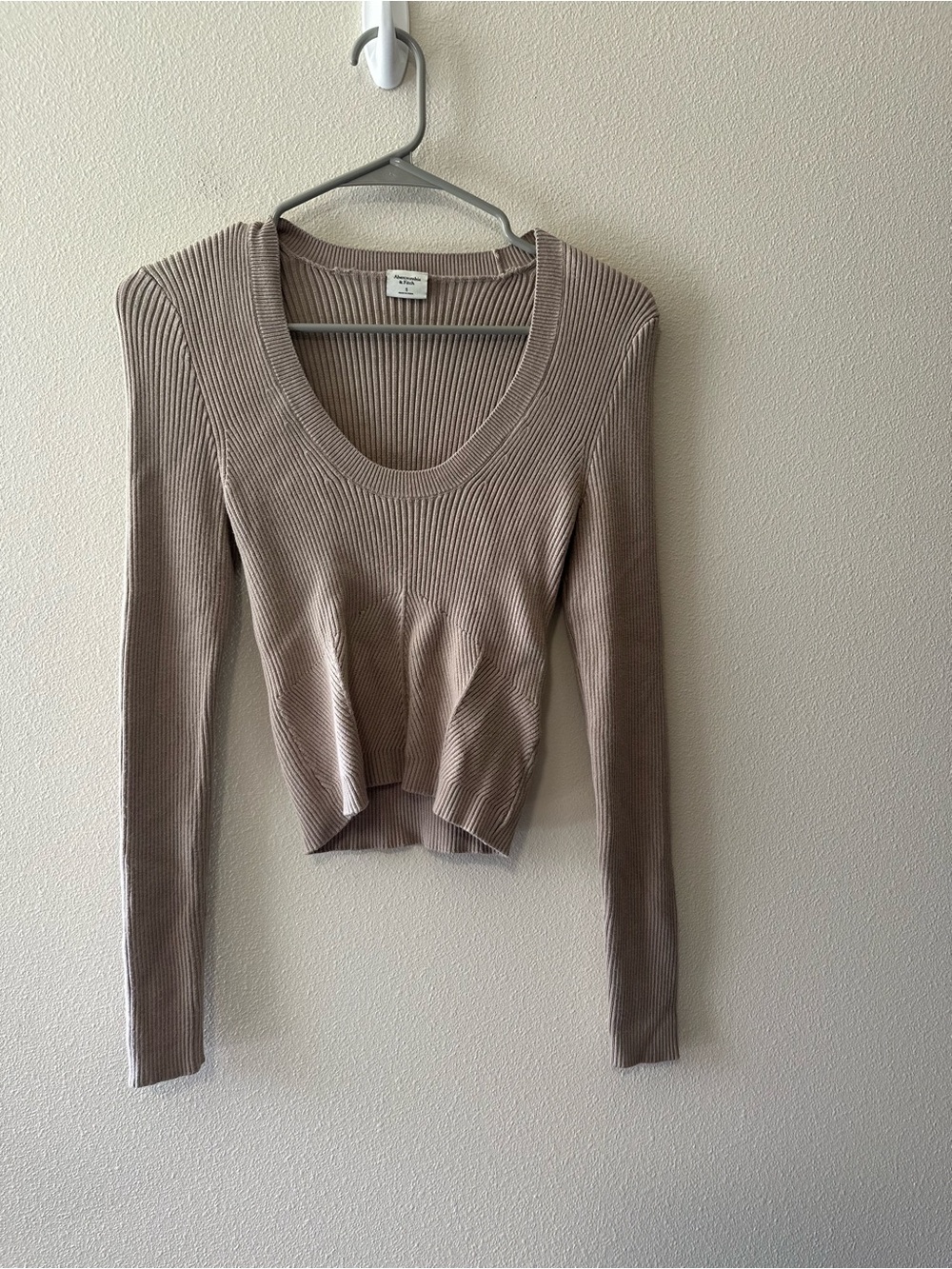 Abercrombie and Fitch knit corset sweater scoop neck beige size small